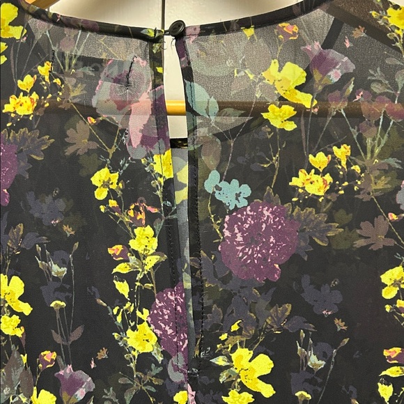 Unique21 Floral Long Sleeve Dress in Black with Purple and Yellow - Picture 12 of 12